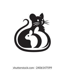 The cat and rabbit logo design is simple and elegant, this logo depicts the friendship between a cat and a rabbit