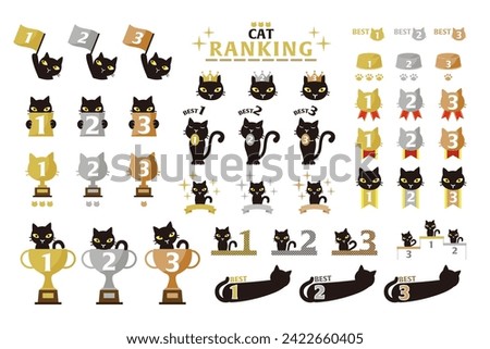 cat, ranking, vector, set, 1st place, 2nd place, 3rd place
