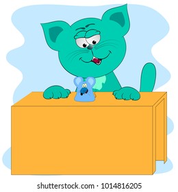 cat and rat cartoon comic vector illustration. kitten and mouse cartoon comic vector illustration. cat hooligan cartoon vector illustration.