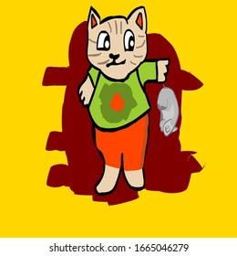 Cat And Rat Funny Vector Illustration