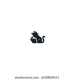 Cat reader logo icon flat vector design