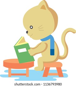 Cat reading book