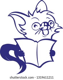 cat reading book logo