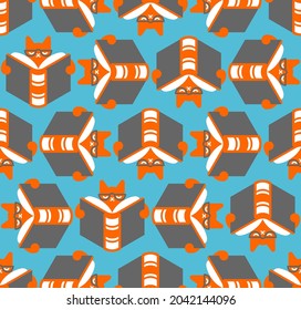 Cat is reading book pattern seamless. Kitten Reader background. Book lovers texture