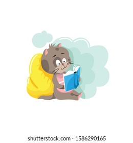 cat is reading a book vector illustration
