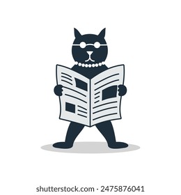 The cat is reading the latest news in the newspaper