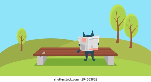 Cat Reading Newspaper