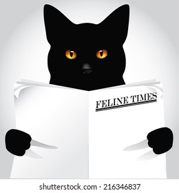 Cat reading the newspaper With space for your copy Eps10 vector