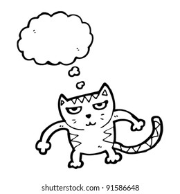 gato listo para la caricatura de lucha