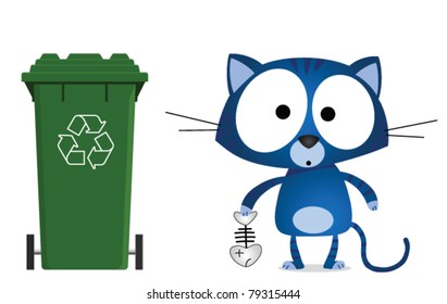 Cat recycling message isolated on white background