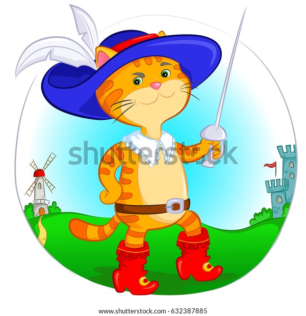 Cat Red Boots Blue Hat Stock Vector (Royalty Free) 632387885 Shutterstock