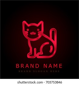 Cat red chromium metallic logo