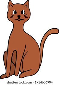 Cat. Red color. Colored vector illustration.
Isolated background. Cartoon style. Lovely pet. A purring creature with a mustache. Fluffy animal. The tailed robber. Hand drawing. Idea for web design.
