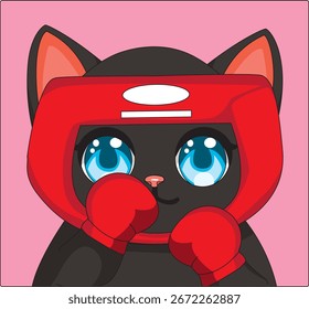 Katze mit roten Handschuhen Boxen Kätzchen Aufkleber Vektor