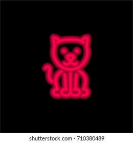 Cat red glowing neon ui ux icon. Glowing sign logo vector