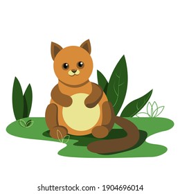 cat red. orange pet. glade. vector flat illustration 