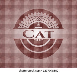 Cat  red seamless polygonal badge.