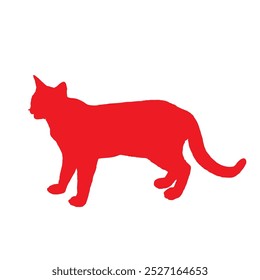 Cat red silhouette vector illustration on white