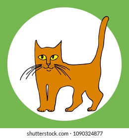 
Cat redhead vector illustration character contours hand drawing