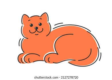 Cat red-headed. Cartoon vector illustration