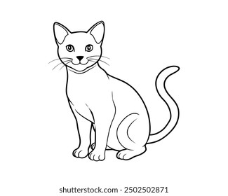 cat related icon such as cat litter box and toy, outline editable stroke.