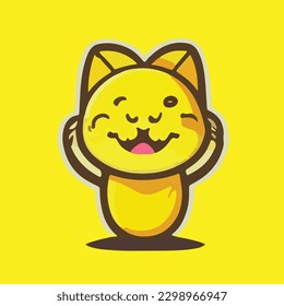 Cat Relax and chill Mascot Icon Illustration