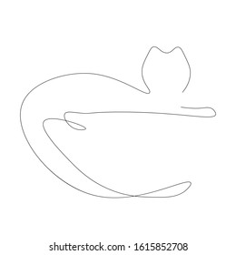 Cat relax one line drawing vector illustration
