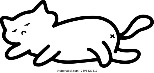 Cat Relaxing Line Art Vector | Cute Minimalist Design