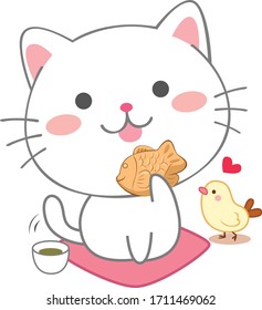Un gato relajándose con un té