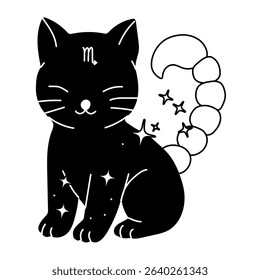 Cat representing Scorpio zodiac sign, embodying traits like passion, intensity, and mystery