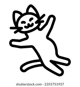 Cat rest paws spread line icon, funny animals concept, kitty relax with open arms vector sign on white background, outline style icon for mobile concept and web design. Vector graphics