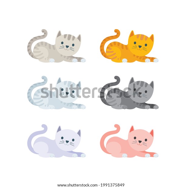 Chat Chat Chaton Au Repos Caracteres Image Vectorielle De Stock Libre De Droits