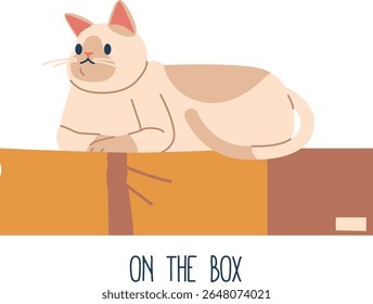Gato descansando na ilustração de vetor de caixa