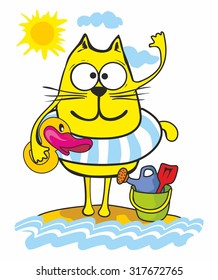 Cat resting on the sea