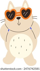 Cat Resting With Sunglasses Vector Illustration