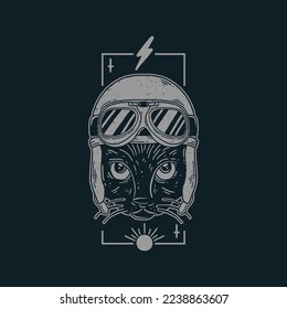 Cat with retro pilot helmet vector illustration design