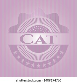 Cat  retro pink emblem. Vector Illustration. Detailed.