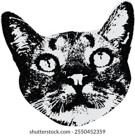 cat with retro style photocopy effect with noise texture