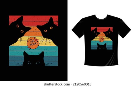 Cat retro vintage colorful t-shirt design, Cat day t-shirt design, cat typography t-shirt design