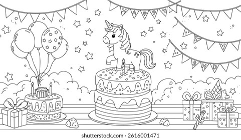 cat riding a bike, rainbow and flowers coloring page. you can print it on standard