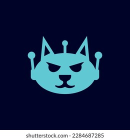 Cat robot head modern logo