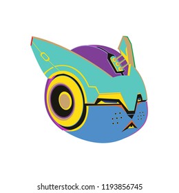 Cat robot illustration for technology logo and icon