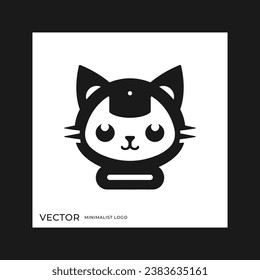 Logotipo minimalista del robot gato, logograma simple y moderno, icono limpio