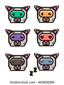 cat robot smiles set