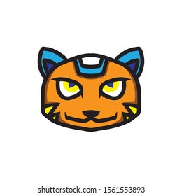 cat robot vector illustration, logo, mascot, character