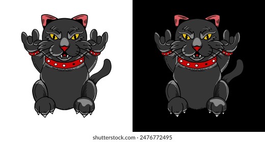 Cat rock star logo full colors