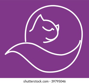 El gato se arroja en una bola