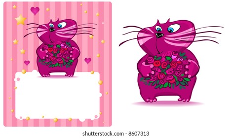 cat with roses