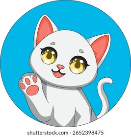 Gato redondo adesivo gatinho Hi vetor