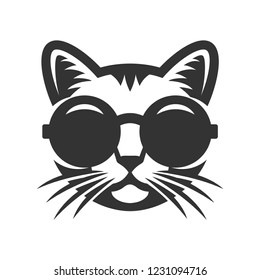 Cat in round sunglasses icon 